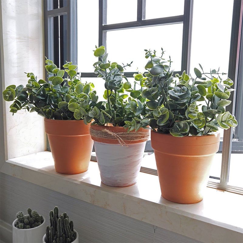 Supla 3 Pcs Realistic Eucalyptus Leaves Bushes Artificial Greenery Stems Faux Eucalyptus Branches in Grey Green 14.6" Tall for Vase Bouquets Wreath Garland Floral Crafts Centerpiece Table Decorations - Image 3